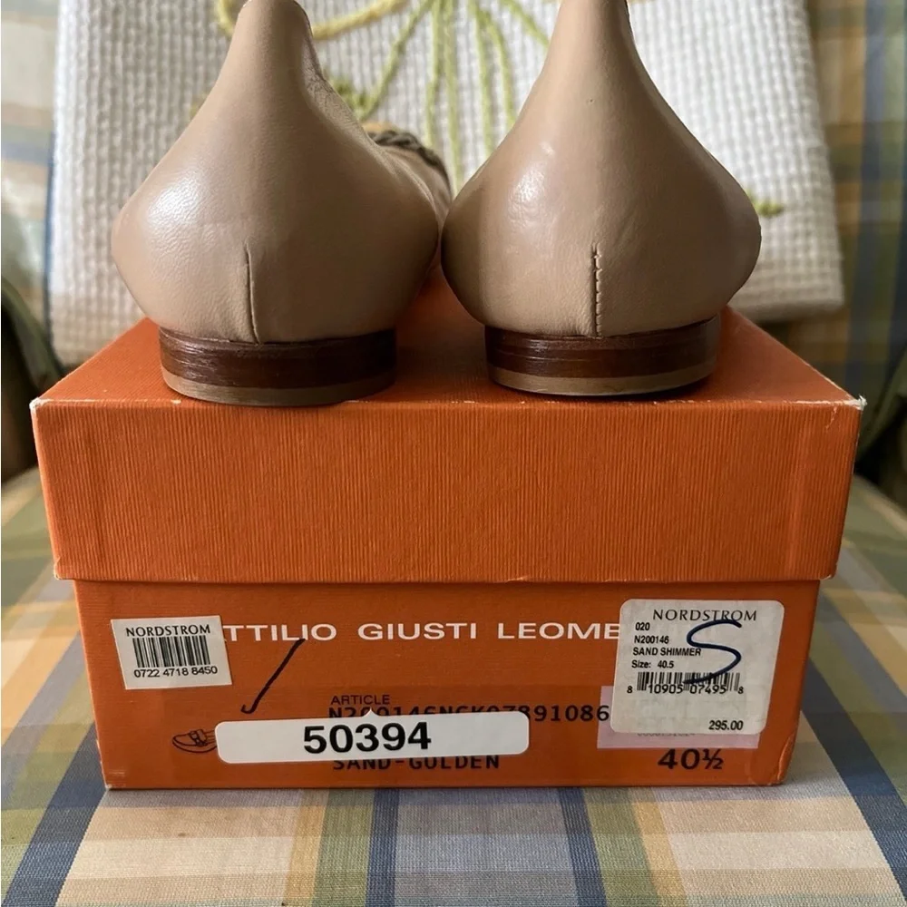New Attilio Giusti Leombruni beige chain ballet flat shoes 9.5 - Picture 3 of 4